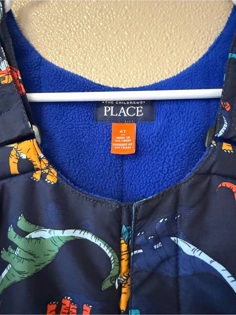 The Children's Place Navy Dinosaur Snow Bibs - Multicolor